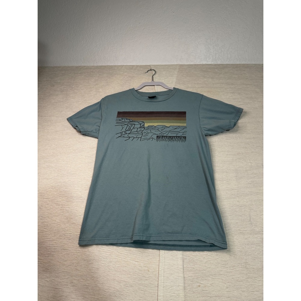 Grand Canyon National Park Graphic T-Shirt Blue Green Retro Sunset Mens Small